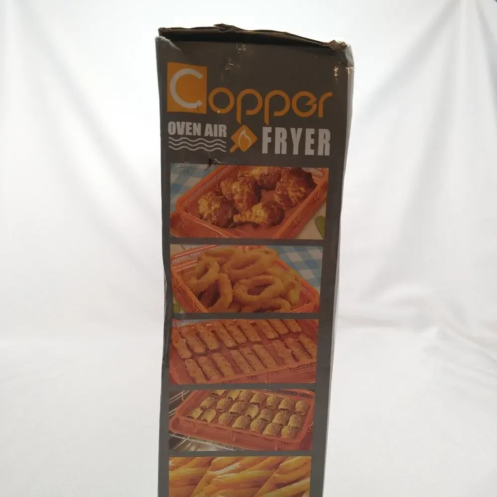 Copper Oven Air Fryer Crisper Basket Tray 2 Piece Set Non Stick New Box
